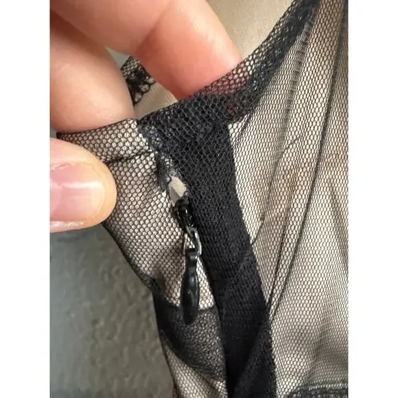 Lulus Sheer For It Black and Nude Lace Midi Dress size L - Picture 5 of 6